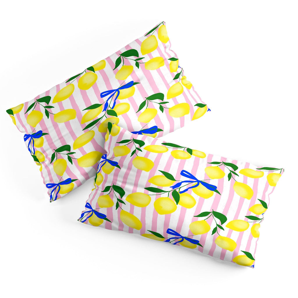 Design by Spark Zesty Lemons and Stripes Pillow Shams