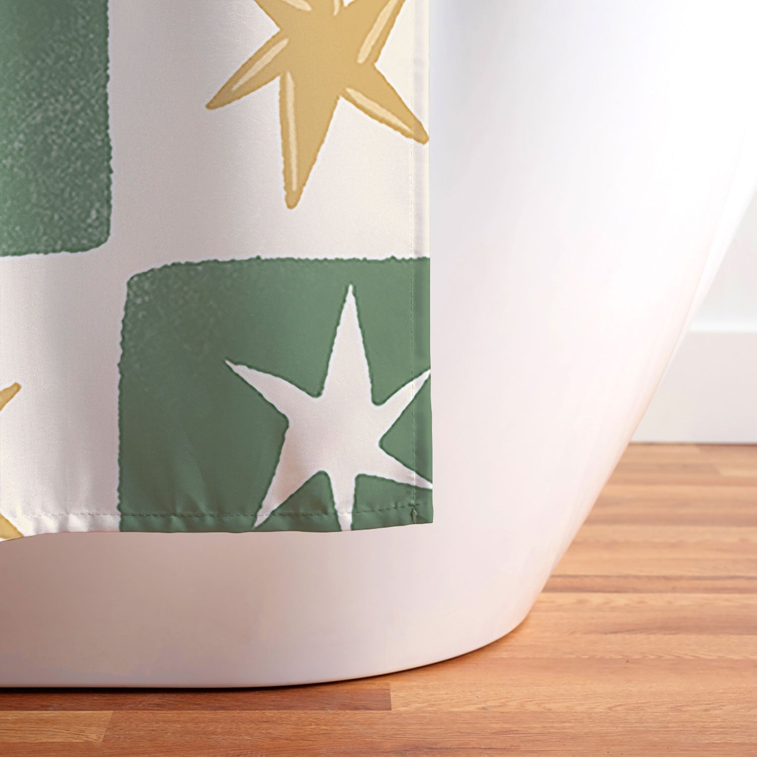 LouBruzzoni Retro Star Block Pattern Shower Curtain