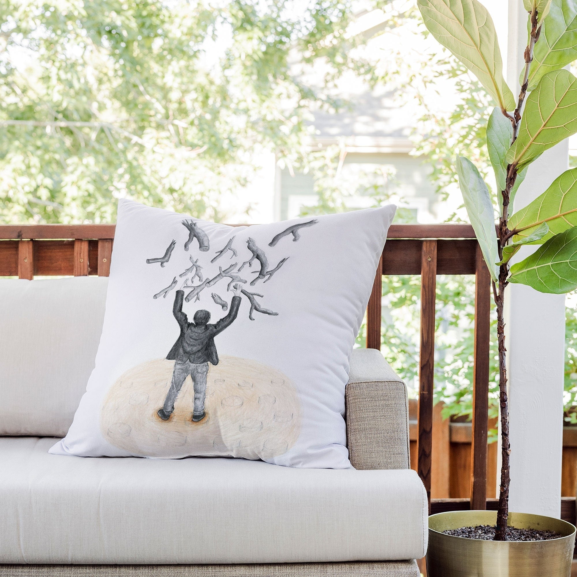 Coco de Paris Wood in the sky Outdoor Throw Pillow