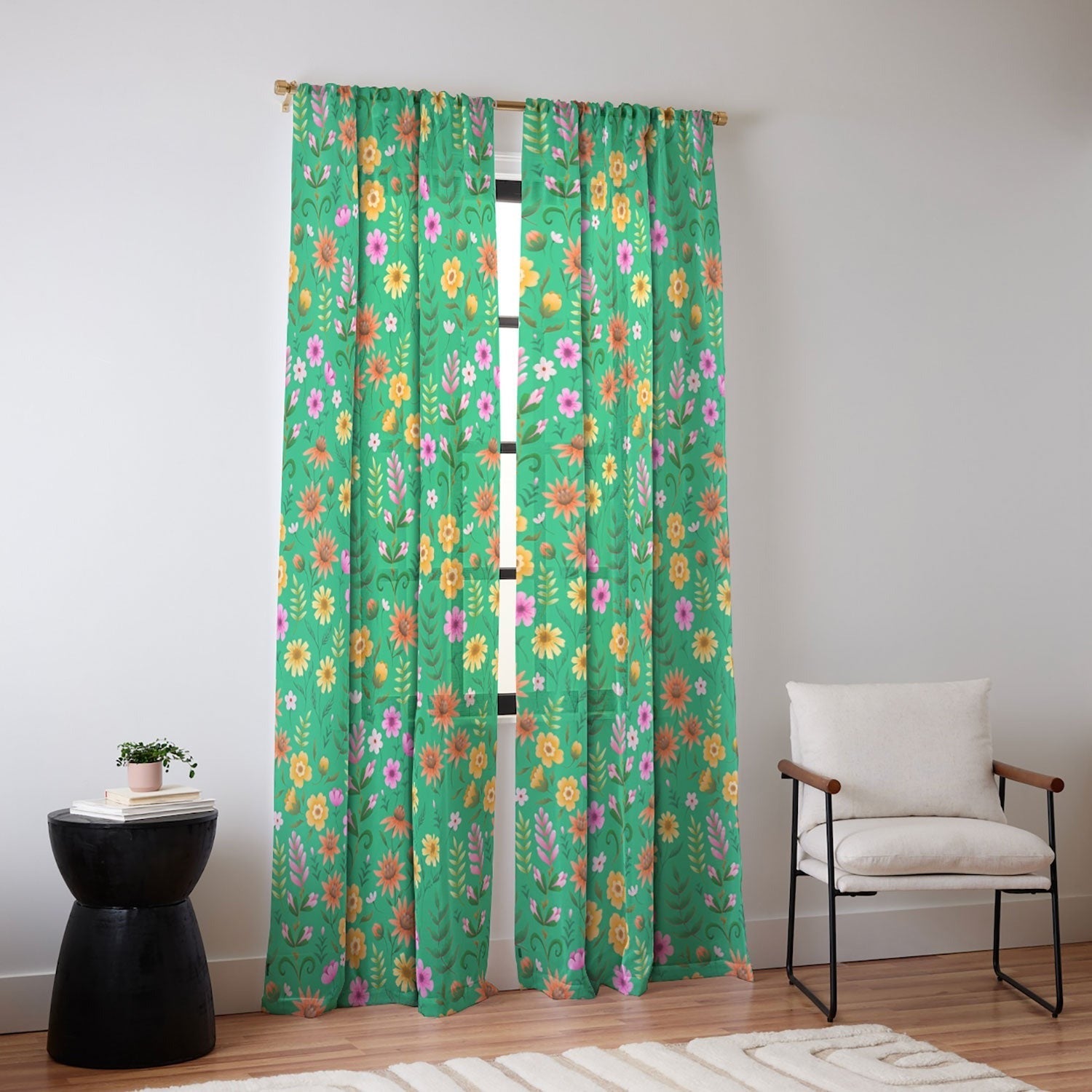 Pimlada Phuapradit Ditsy Spring Floral Green Sheer Non Repeat