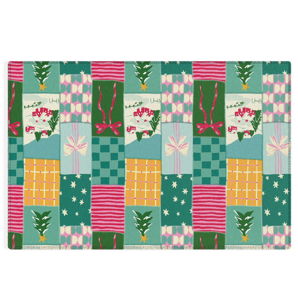 LouBruzzoni Cozy Christmas Patchwork Outdoor Rug