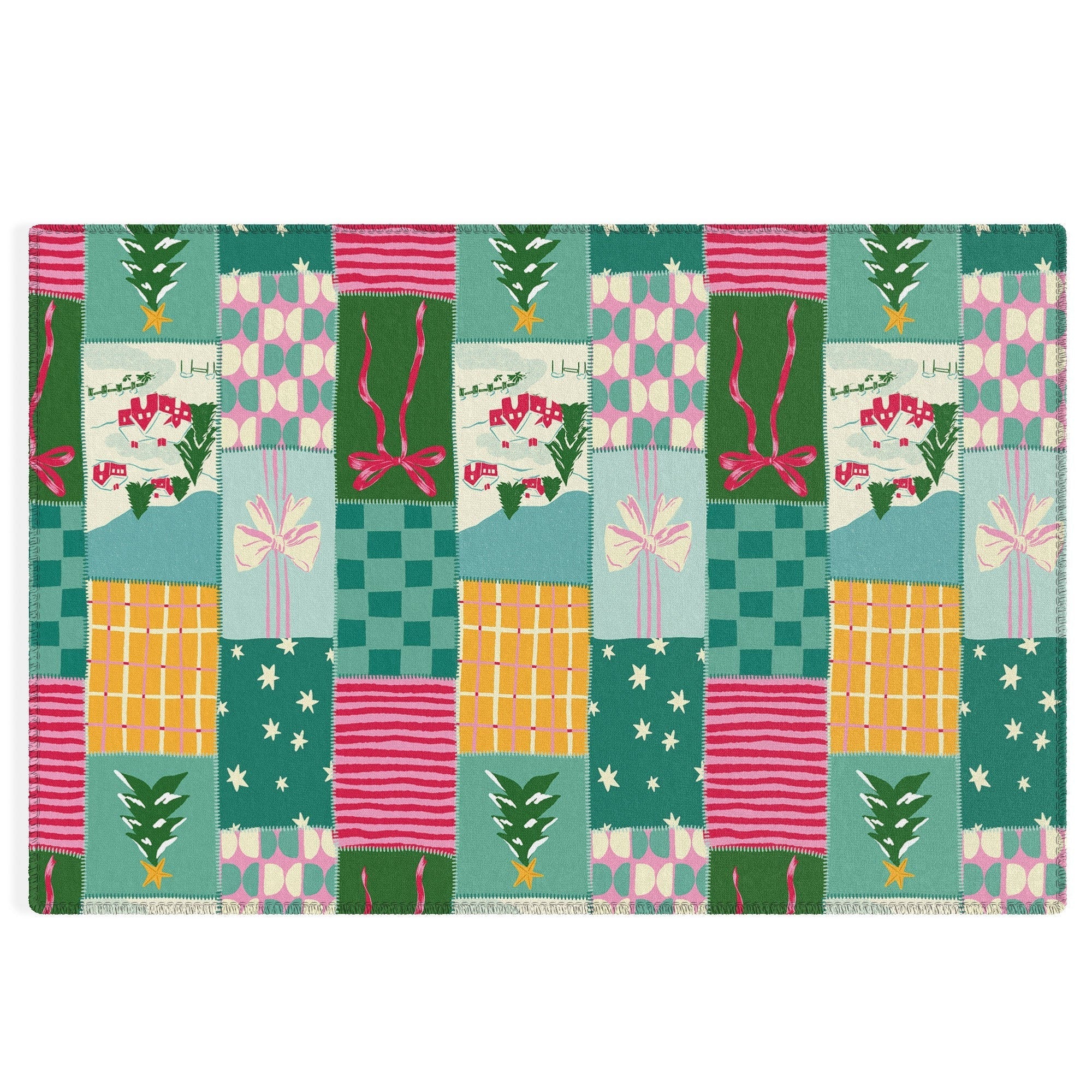 LouBruzzoni Cozy Christmas Patchwork Outdoor Rug