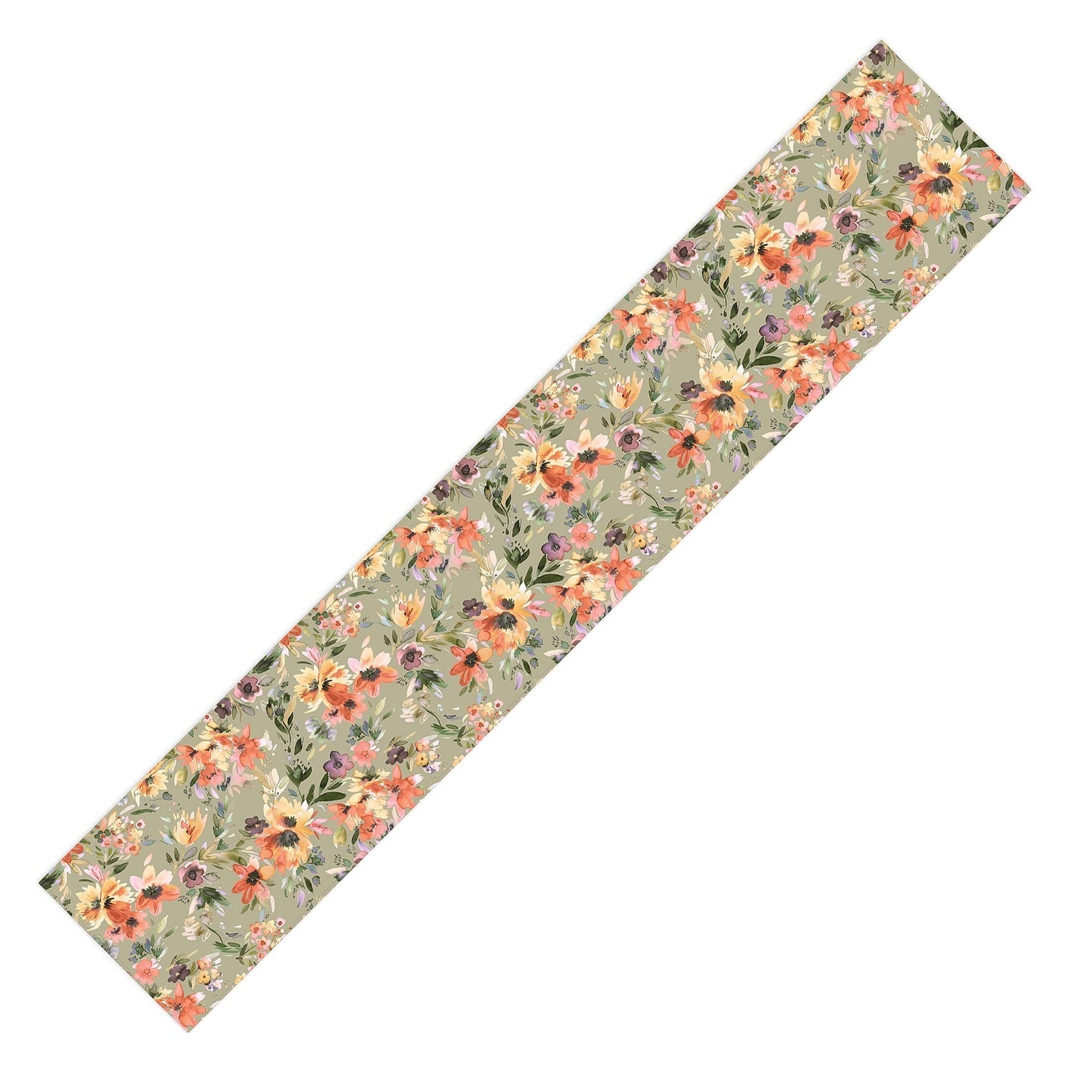 Ninola Design Botanic Retreat Painterly Tropical Flowers Sage Green Table Runner