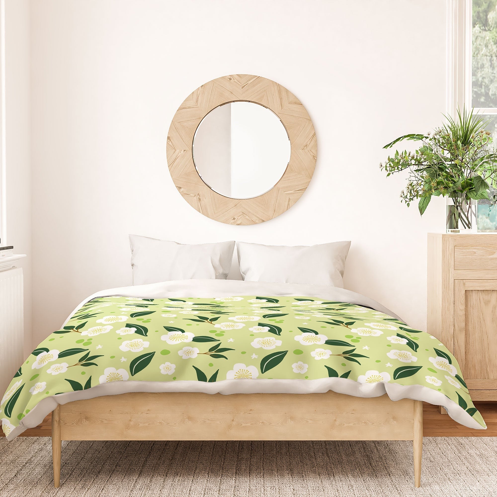 Design by Spark Matcha Tea Florals Duvet Cover