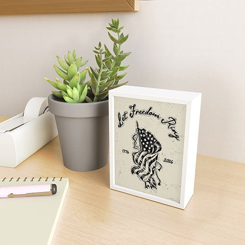 DENY Designs Let Freedom Ring Block Framed Mini Art Print