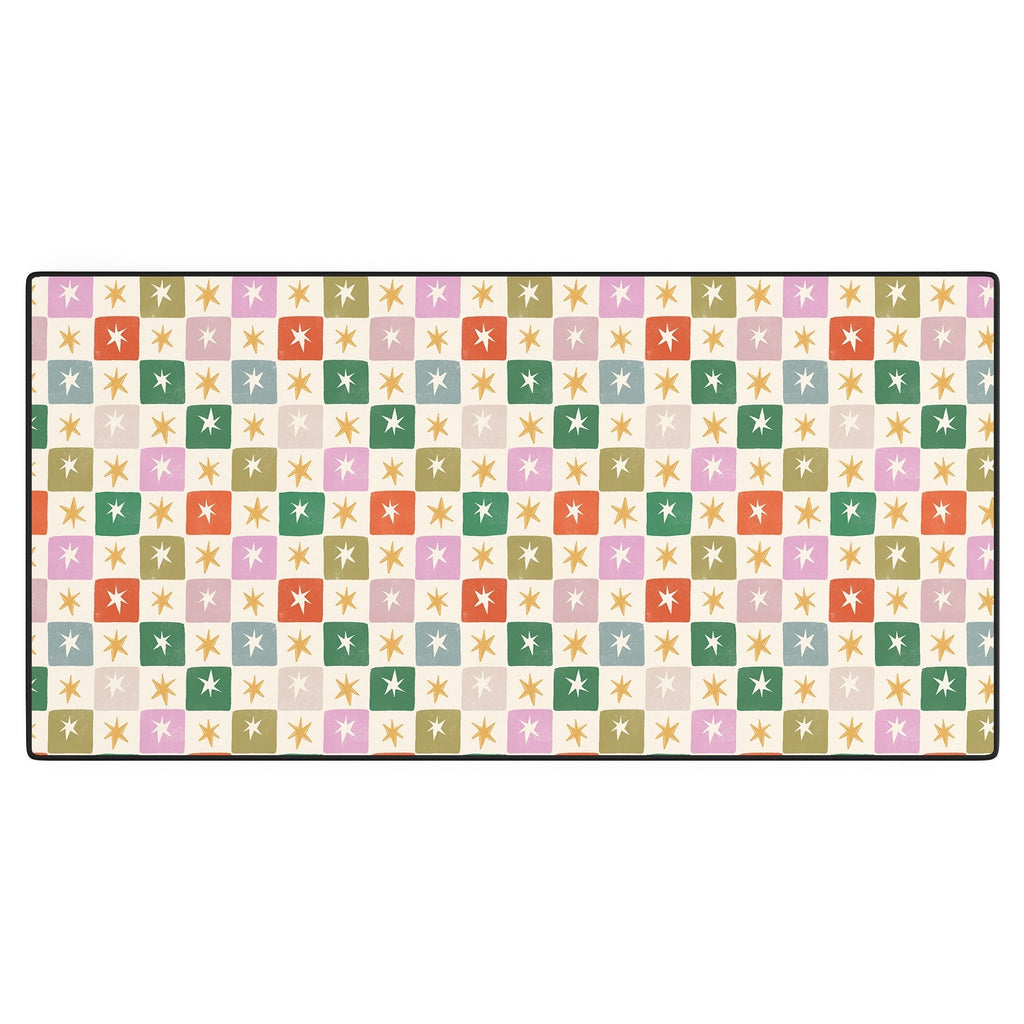 LouBruzzoni Retro Star Block Pattern Desk Mat