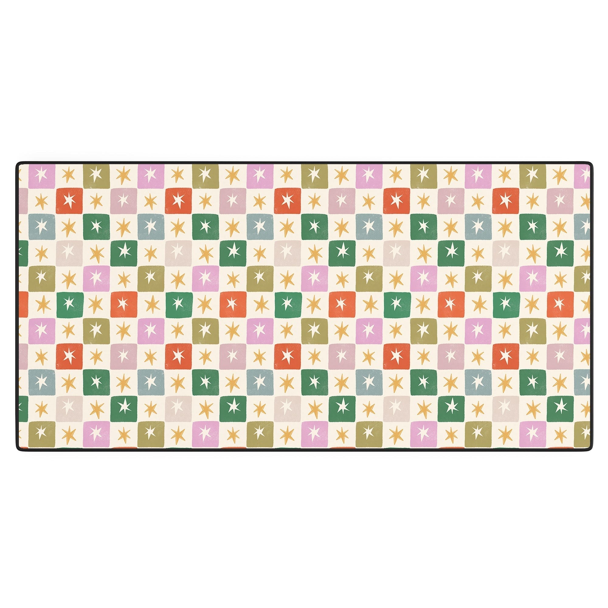 LouBruzzoni Retro Star Block Pattern Desk Mat