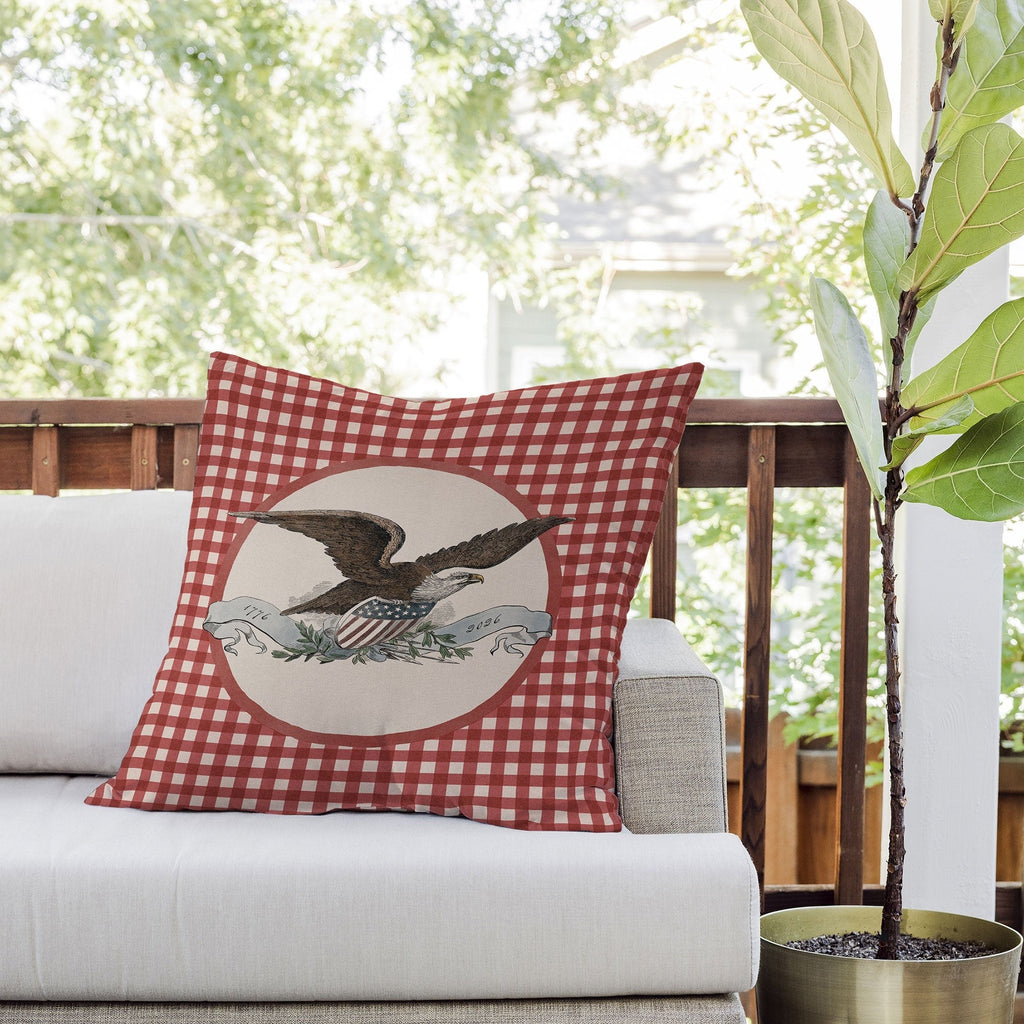 DENY Designs Gingham Eagle Outdoor Throw Pillow