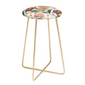 Marta Barragan Camarasa Hand Painted Peony Florals Counter Stool