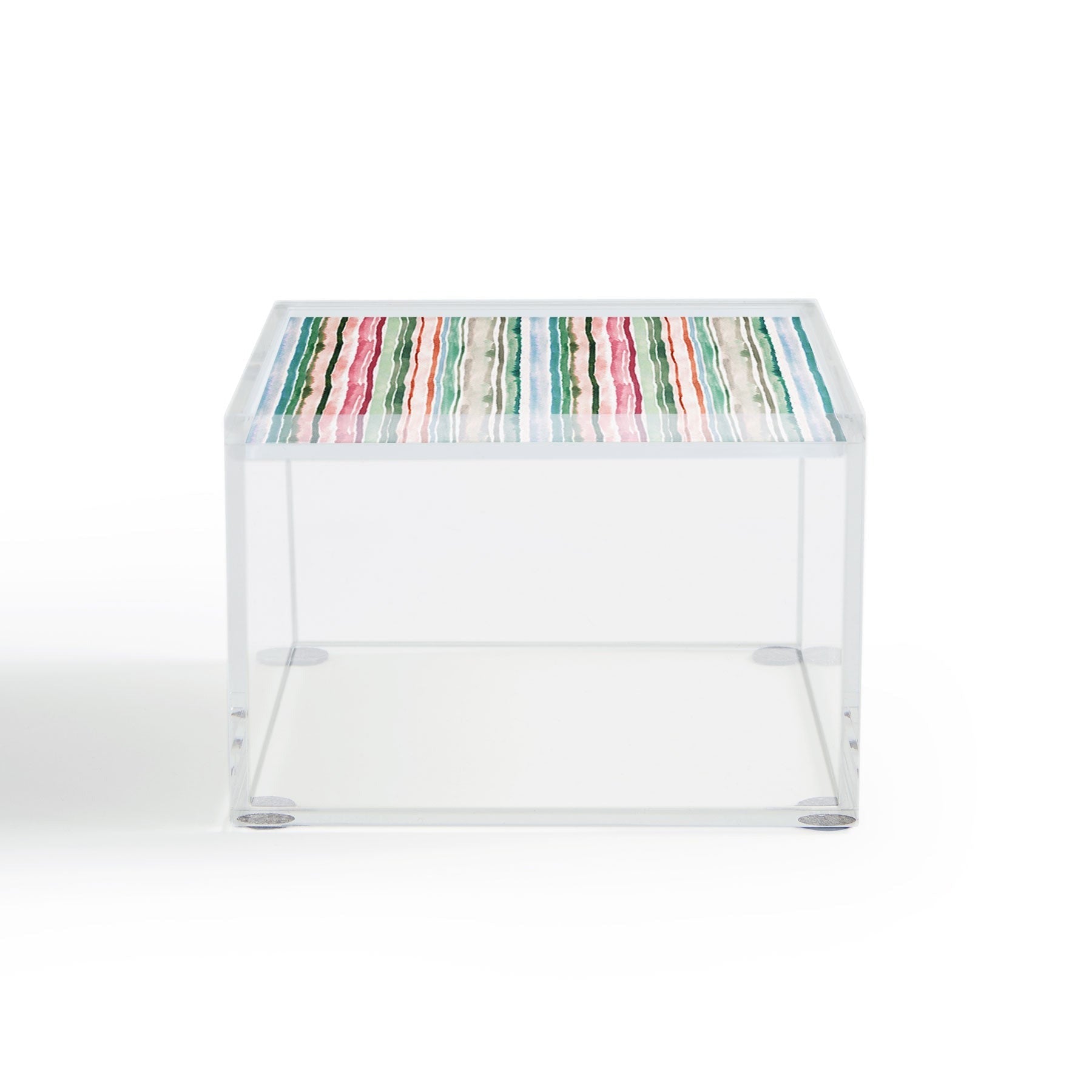 Ninola Design Botanic Retreat Watercolor Stripes Green Orange Red Acrylic Box