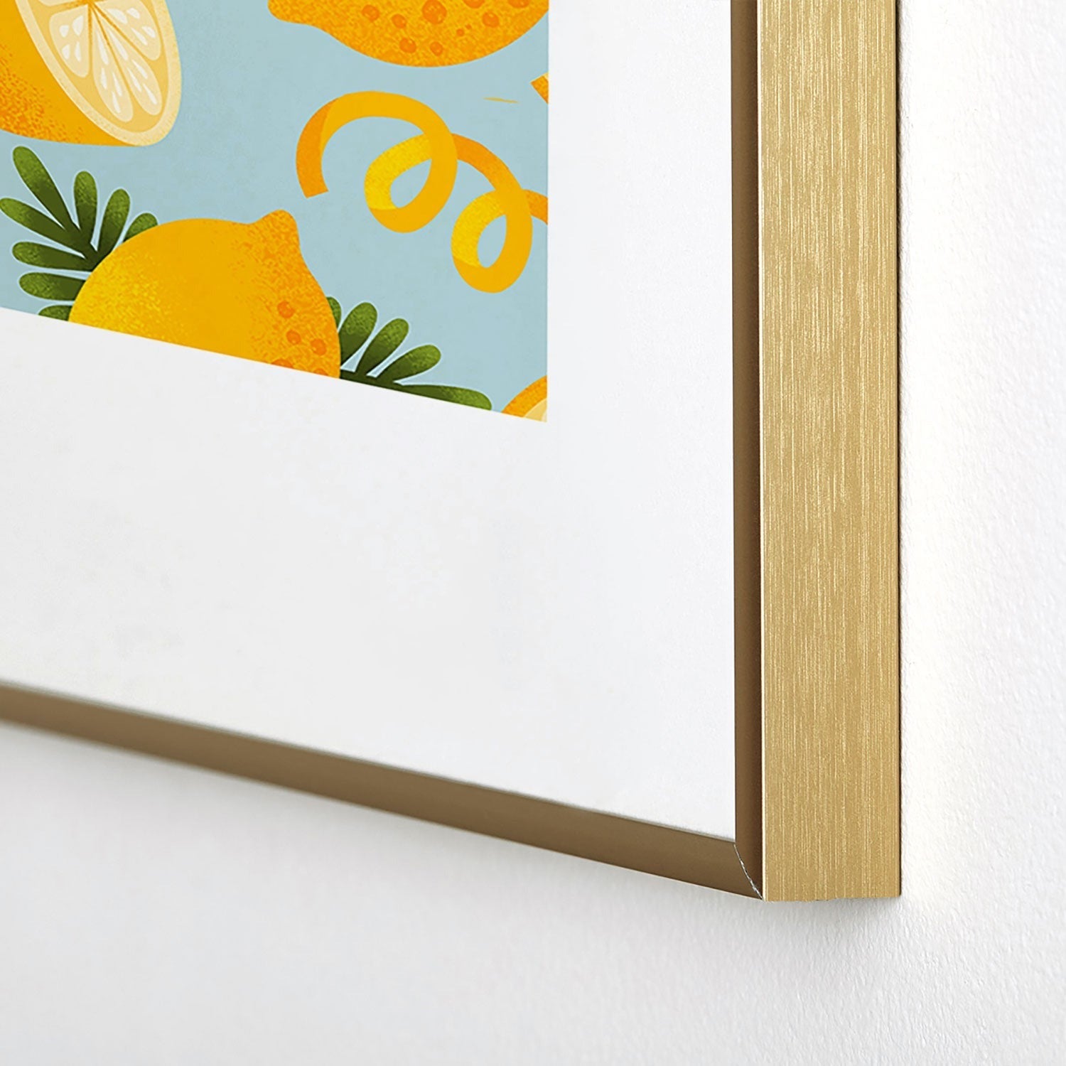 Jessica Molina Lemon Pattern on Sky Blue Metal Framed Art Print