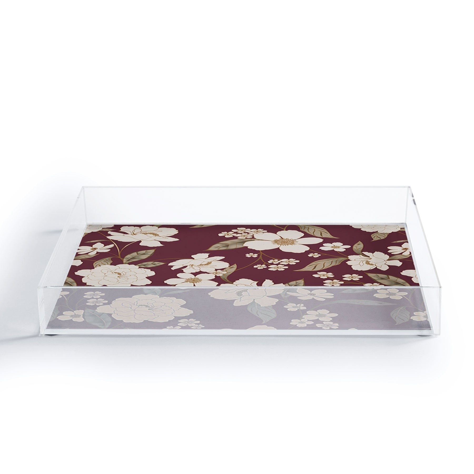 Gabriela Fuente Burgundy Floral Roberta Acrylic Tray
