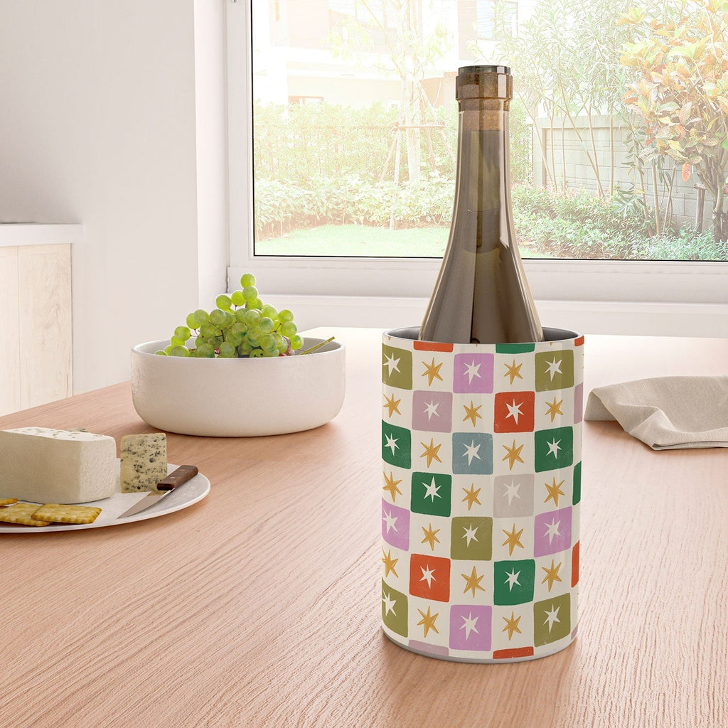 LouBruzzoni Retro Star Block Pattern Wine Chiller