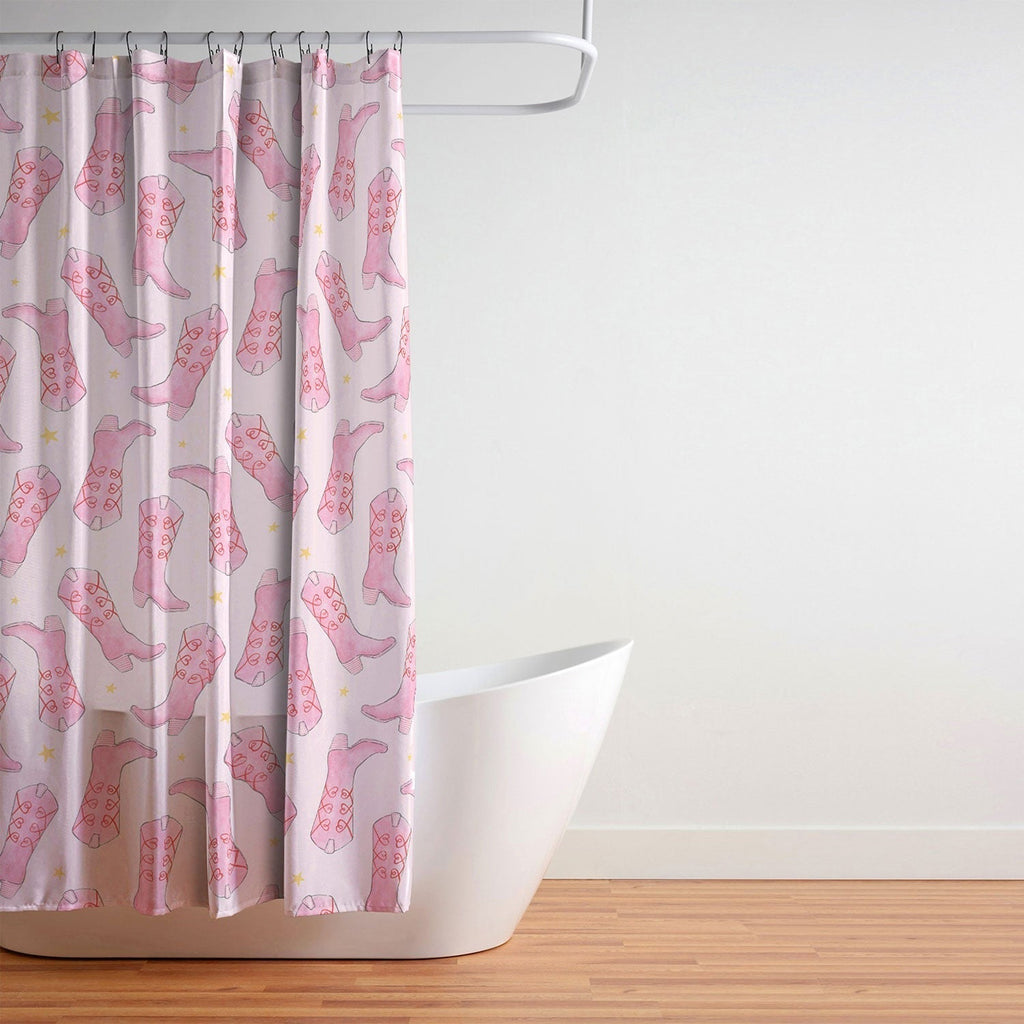 Love_Ryming Stars and Boots Shower Curtain