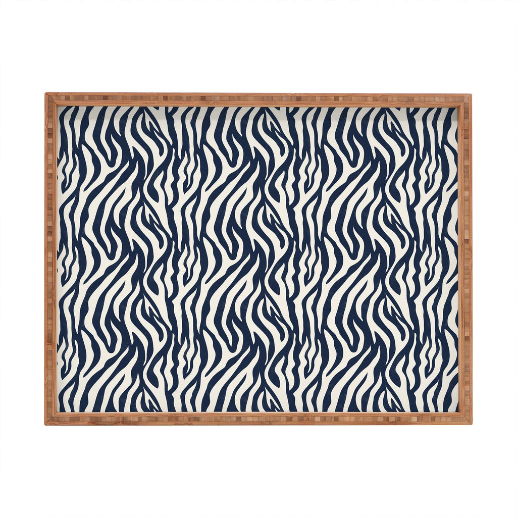 Avenie BR Navy Tiger Stripes Rectangular Tray