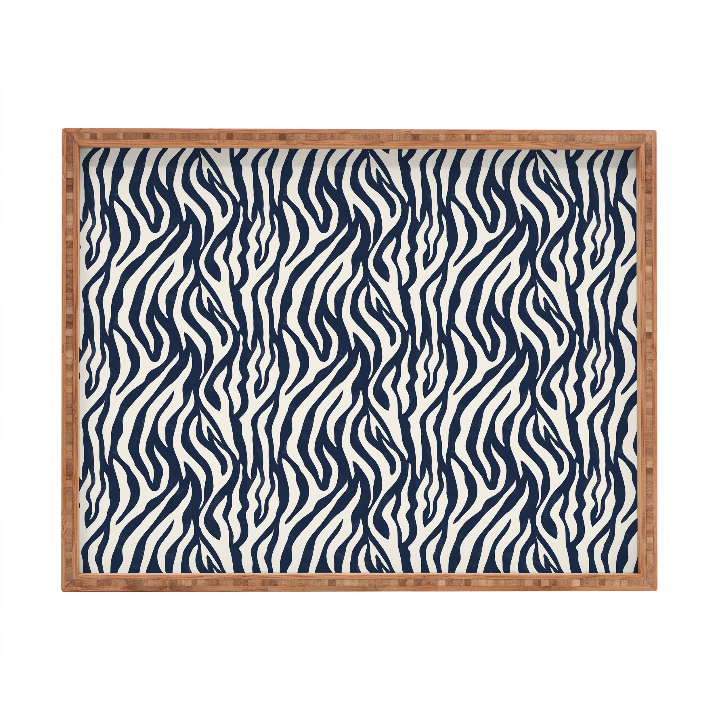 Avenie BR Navy Tiger Stripes Rectangular Tray