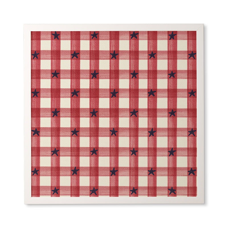 DENY Designs Red Gingham plus Stars Framed Wall Art