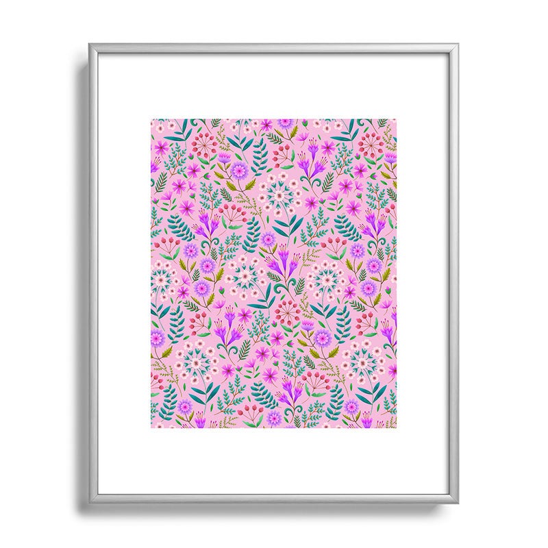 Pimlada Phuapradit Ditsy Purple Floral Half Drop Metal Framed Art Print