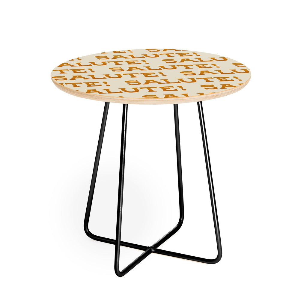 Jessica Molina Salute Gold Pattern on Cream Round Side Table