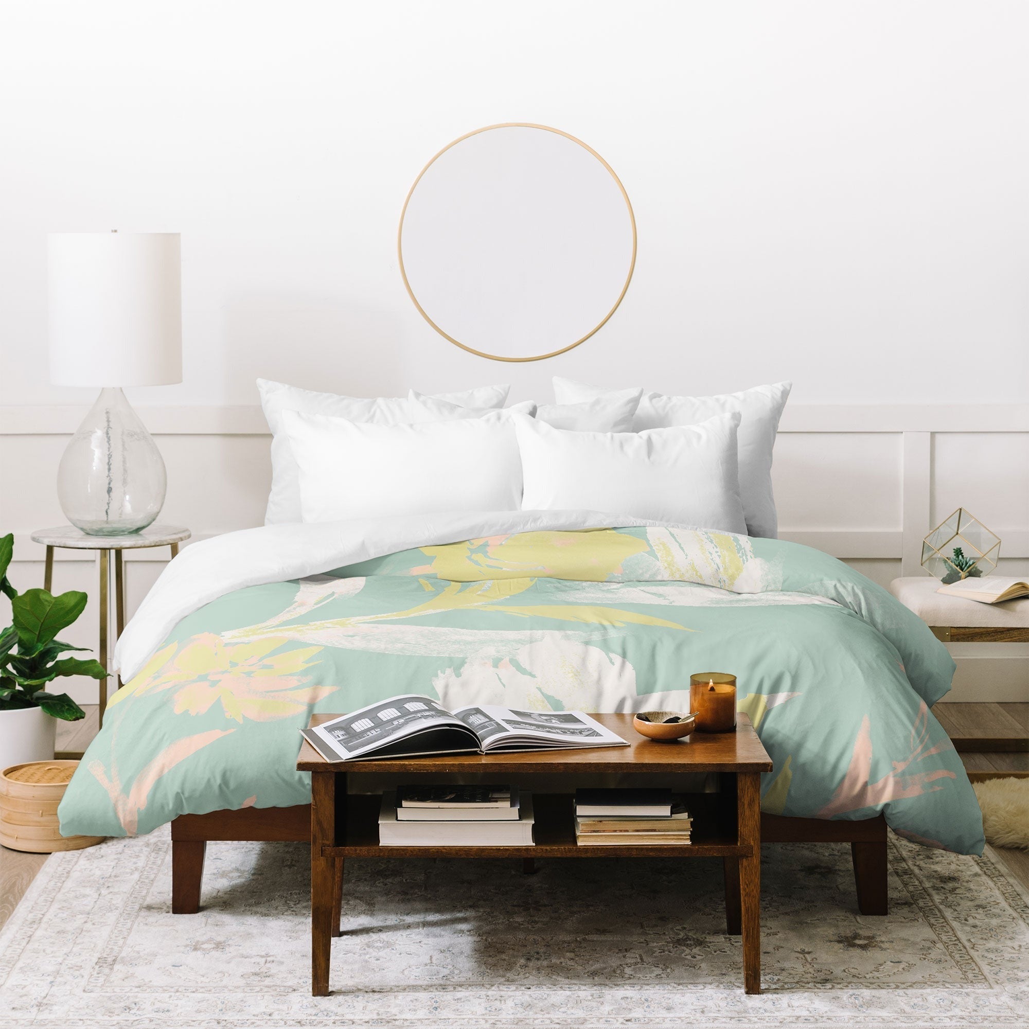 Gabriela Fuente Emma Floral Mint Duvet Cover
