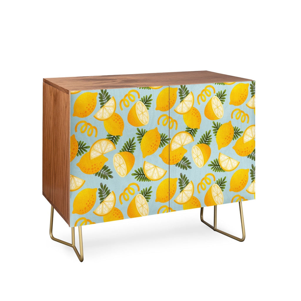Jessica Molina Lemon Pattern on Sky Blue Credenza