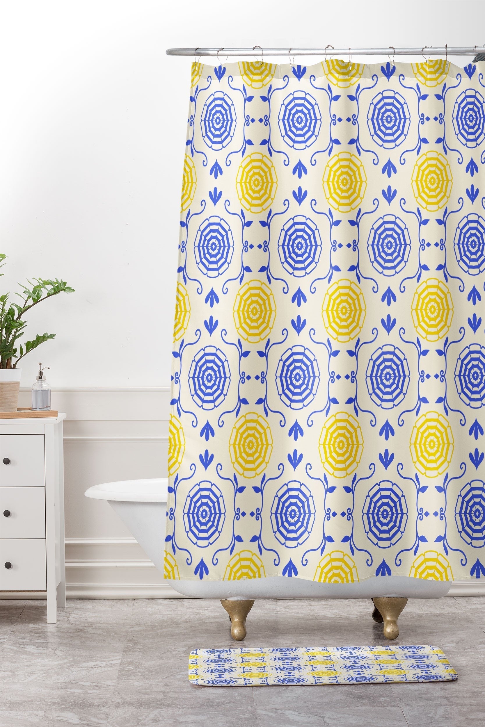 Design by Spark Dolce Vita Parasols Shower Curtain And Mat