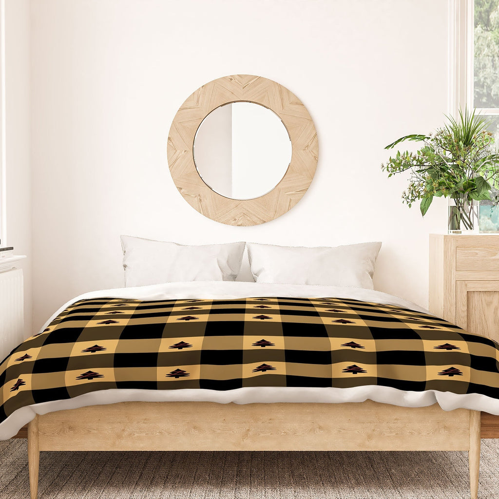 Design by Spark Black Gold Tree Tree Gingham Duvet Cover
