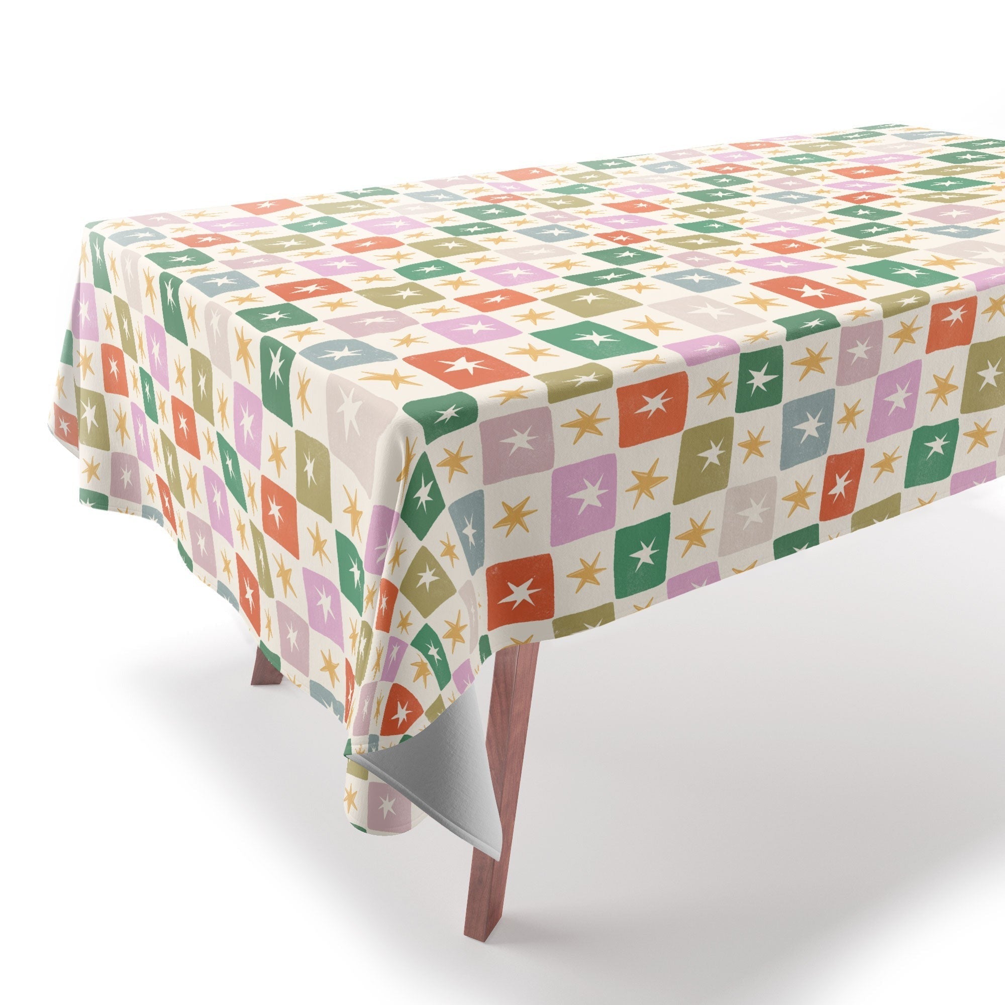 LouBruzzoni Retro Star Block Pattern Tablecloth