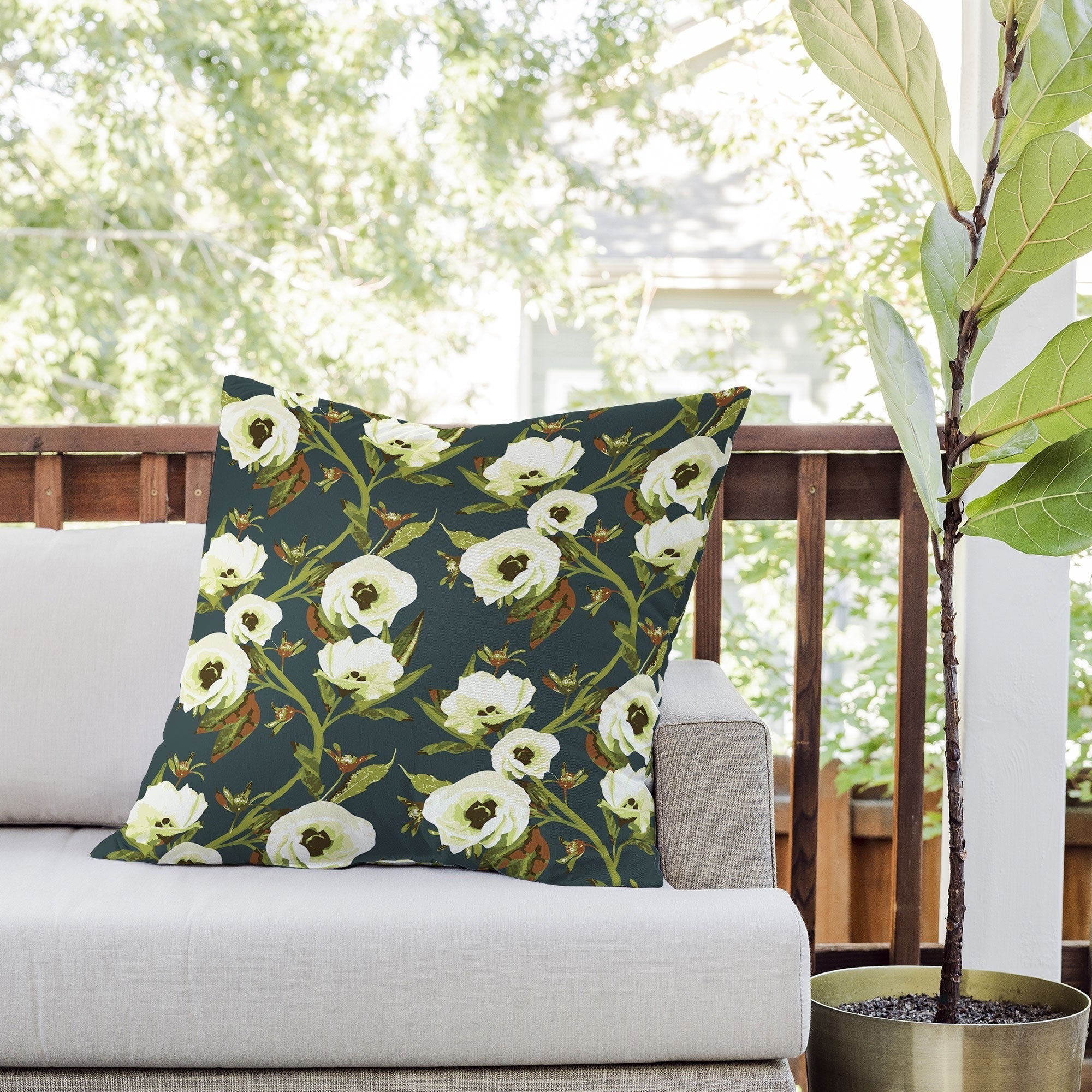 ThirtyOne Illustrations Circa in Olive Outdoor Throw Pillow
