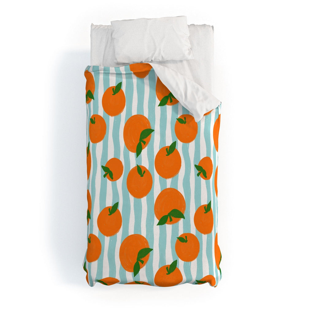 Design by Spark Zesty Oranges and Stripes Duvet Cover