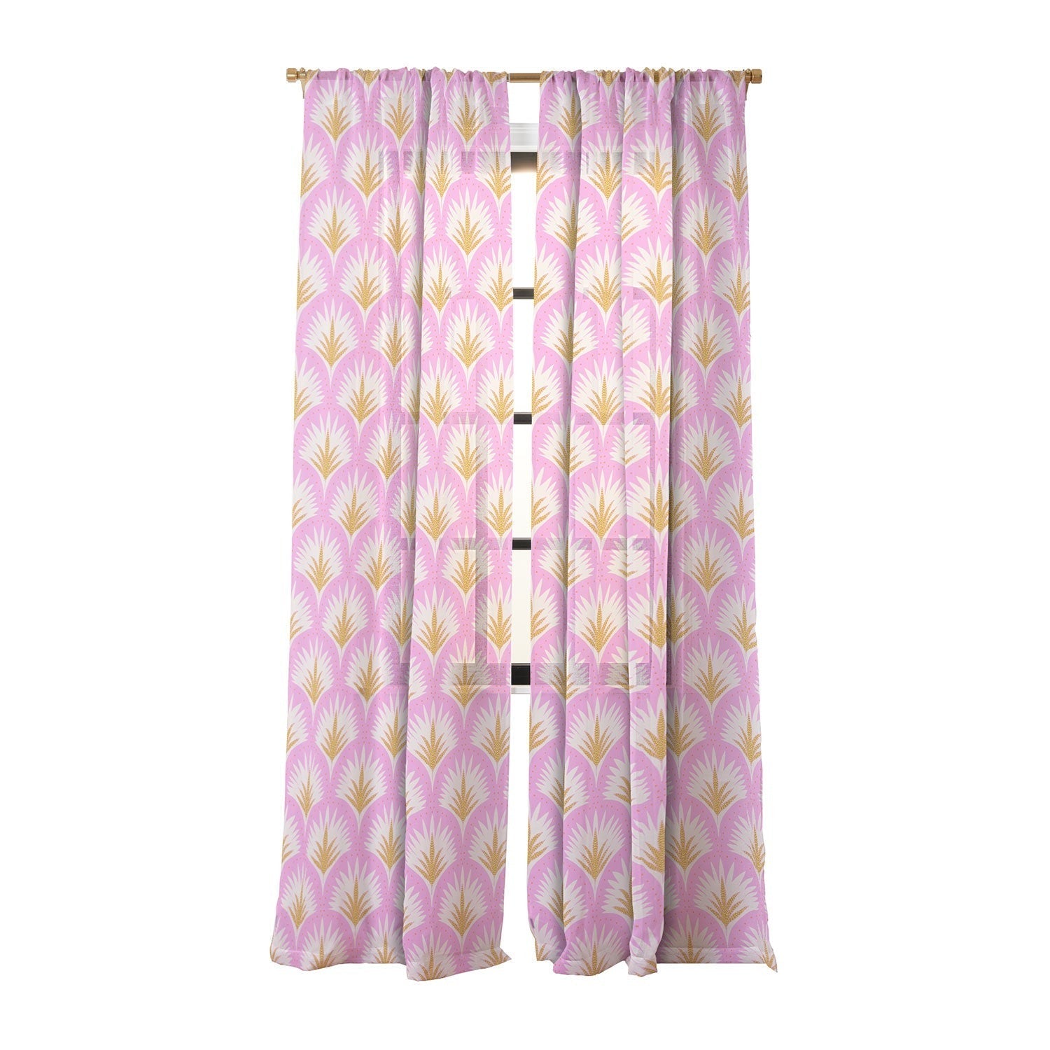 Jennifer Labre Pink Palmetto Sheer Window Curtain