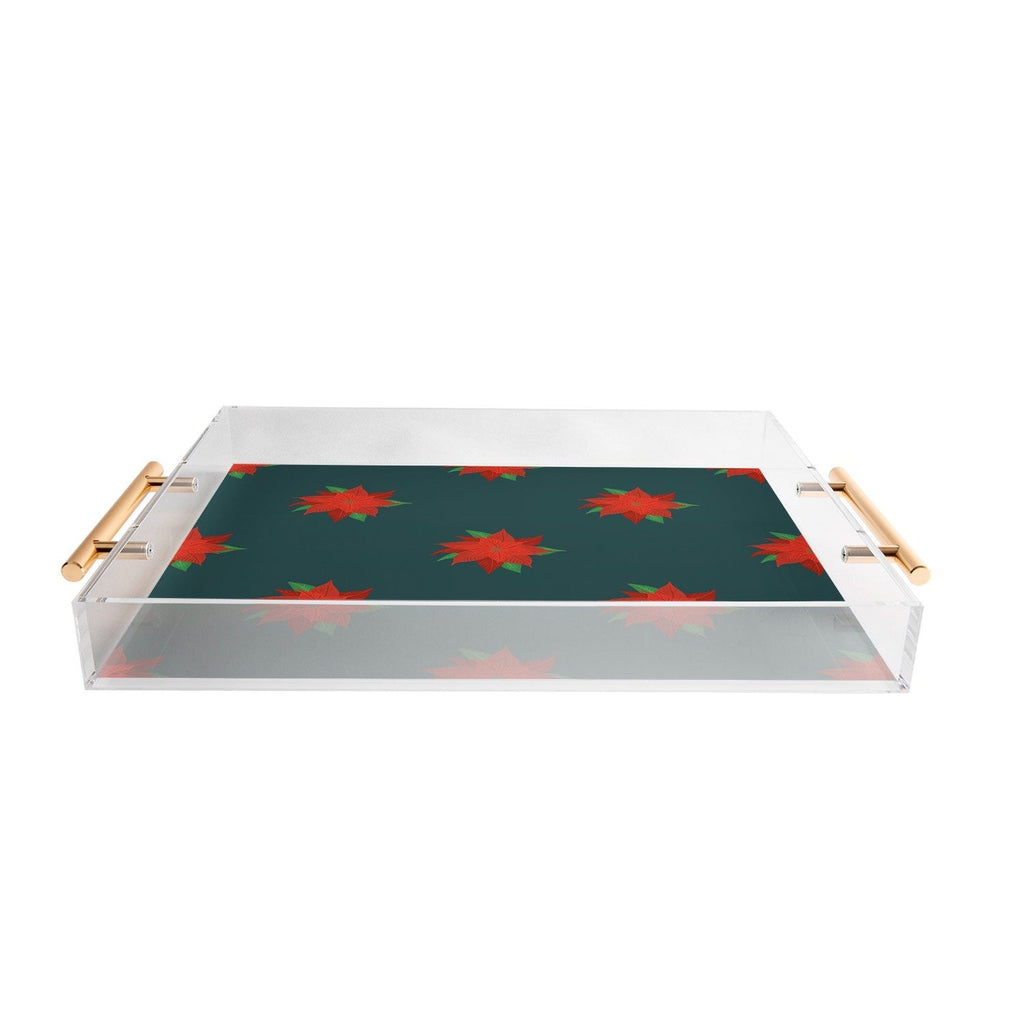 Design by Spark Poinsettia Florals Acrylic Tray
