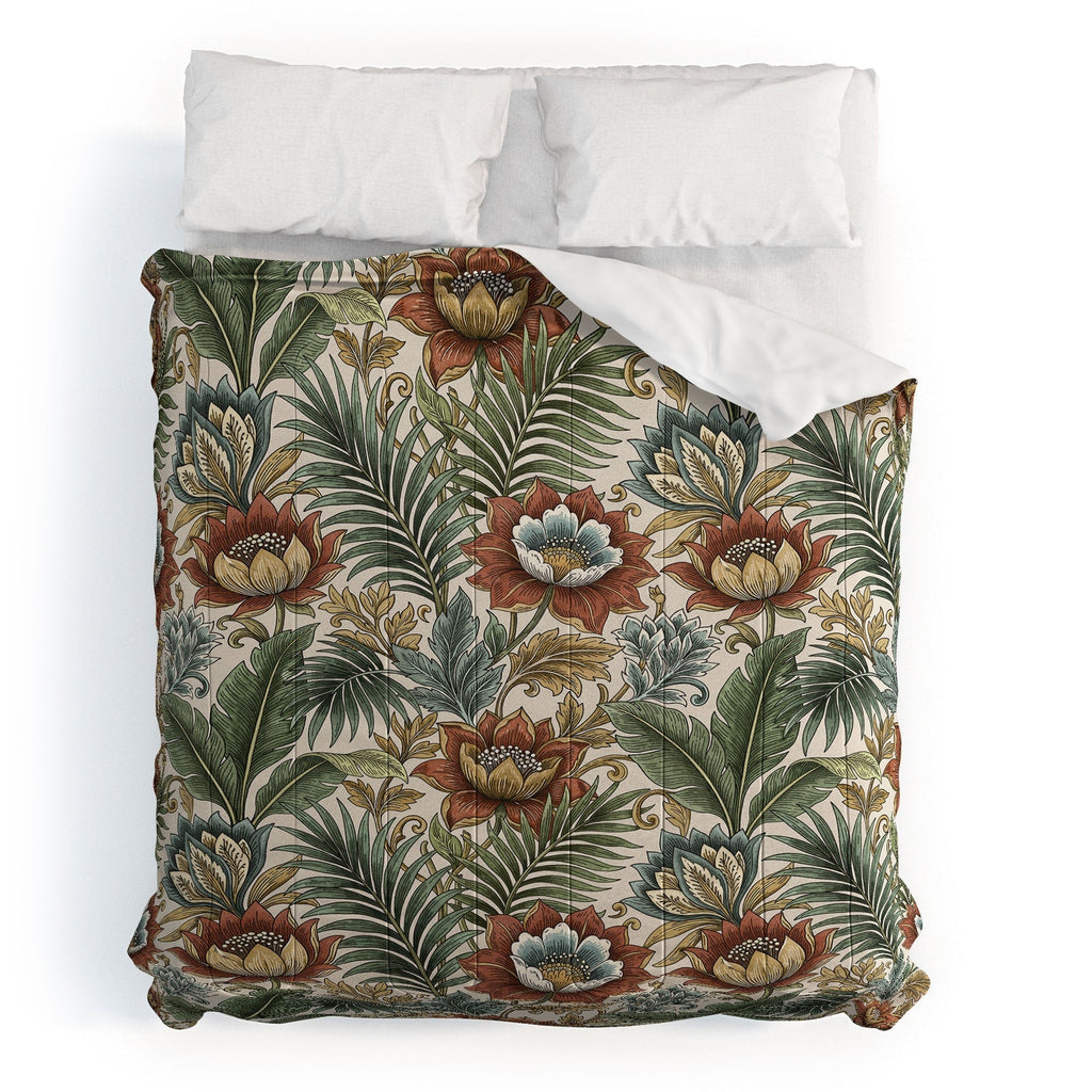 Marta Barragan Camarasa Retro Jungle Garden Comforter