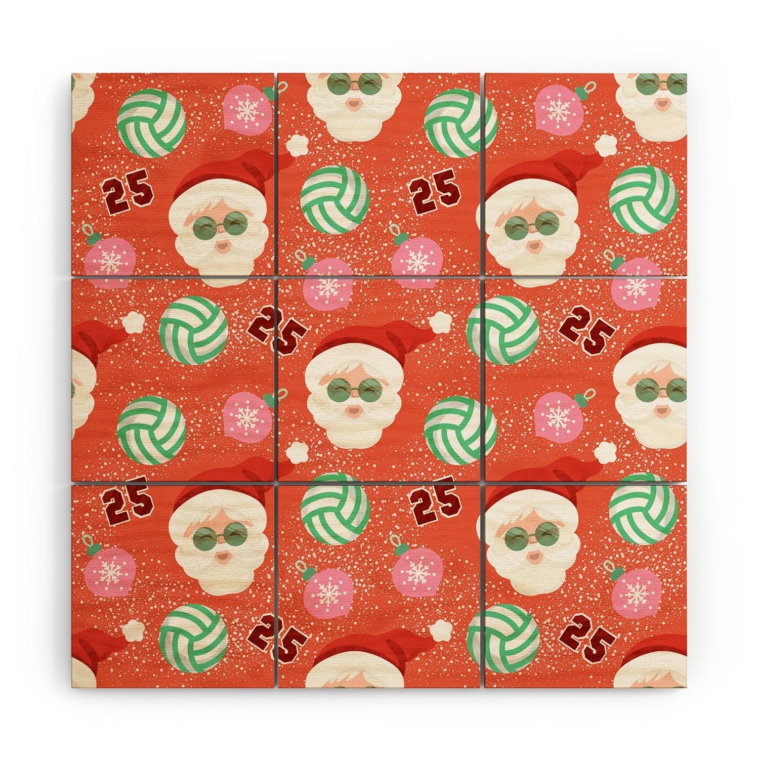 Design by Spark Sporty Volleyball Santa Wood Wall Mural