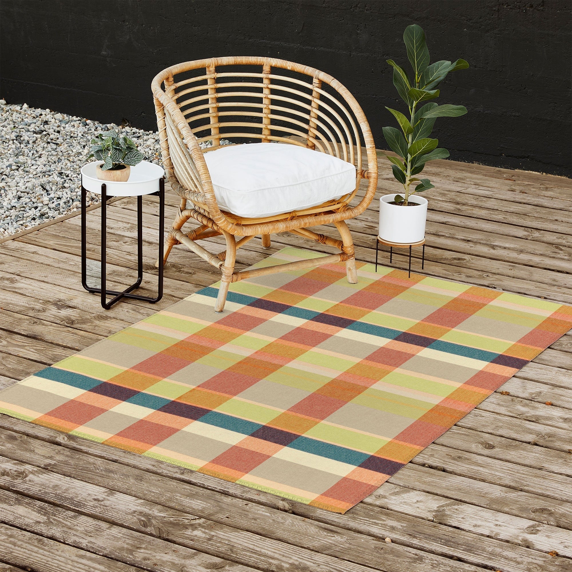 Marta Barragan Camarasa Retro Picnic Plaid Warm Tones Outdoor Rug