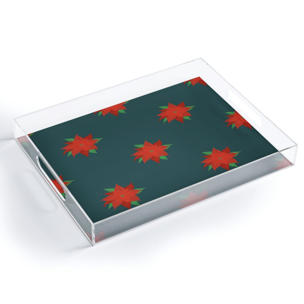 Design by Spark Poinsettia Florals Acrylic Tray