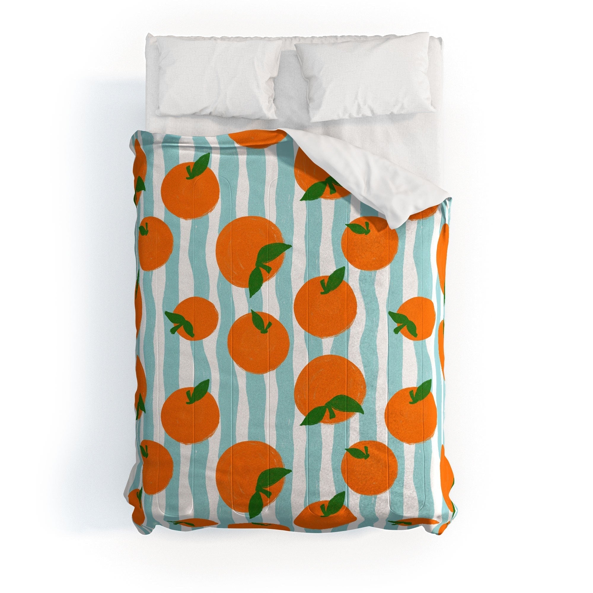Design by Spark Zesty Oranges and Stripes Comforter