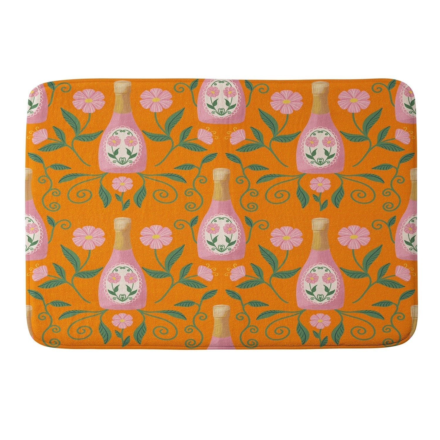 Design by Spark Rose Bubbly And Florals Memory Foam Bath Mat
