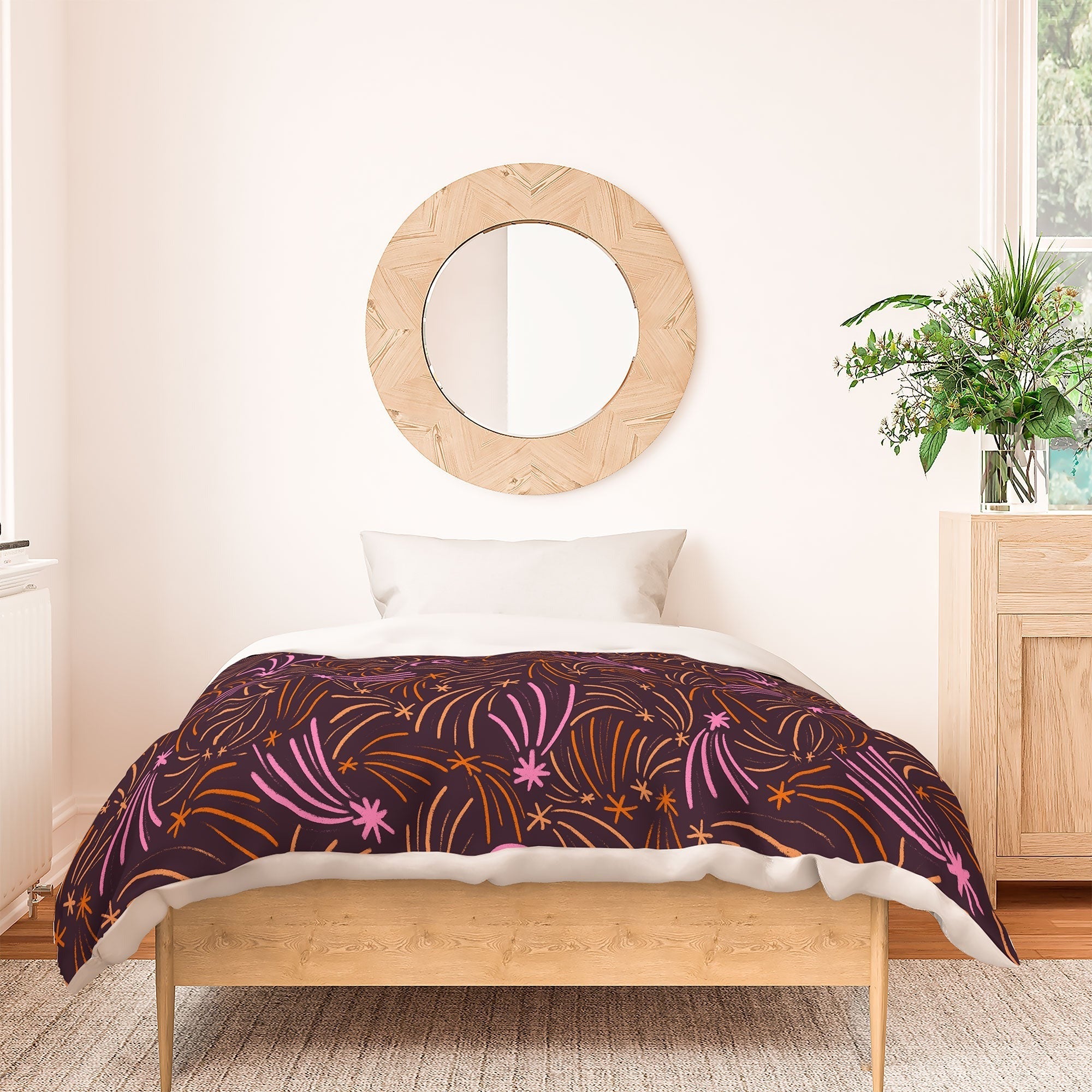 Little Om Pattern Shooting Stars plum Duvet Cover