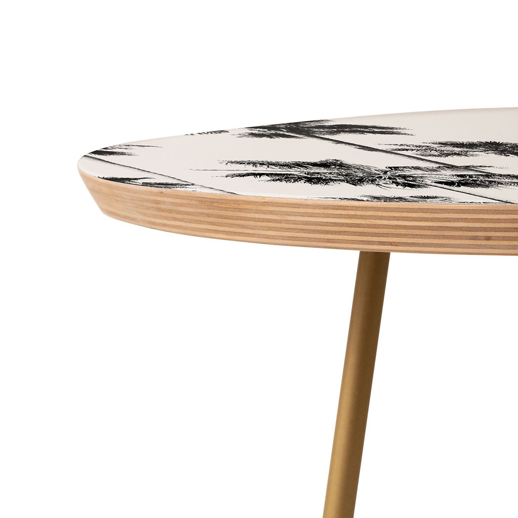 Gal Design Black And White Palms Round Side Table