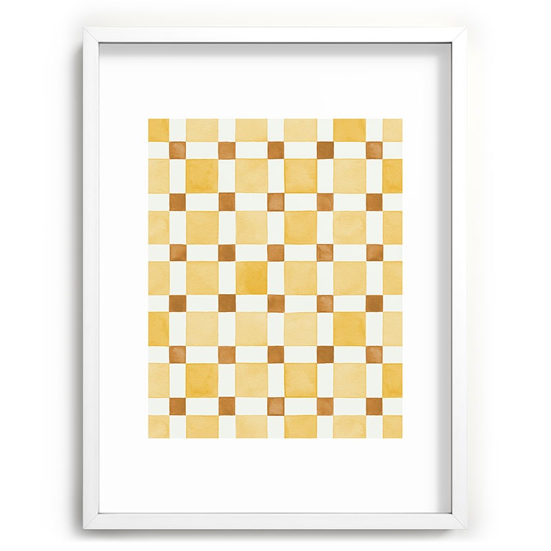 Ninola Design Everyday Artifact Checker Mosaic Tiles Geometry Yellow Recessed Framing Rectangle