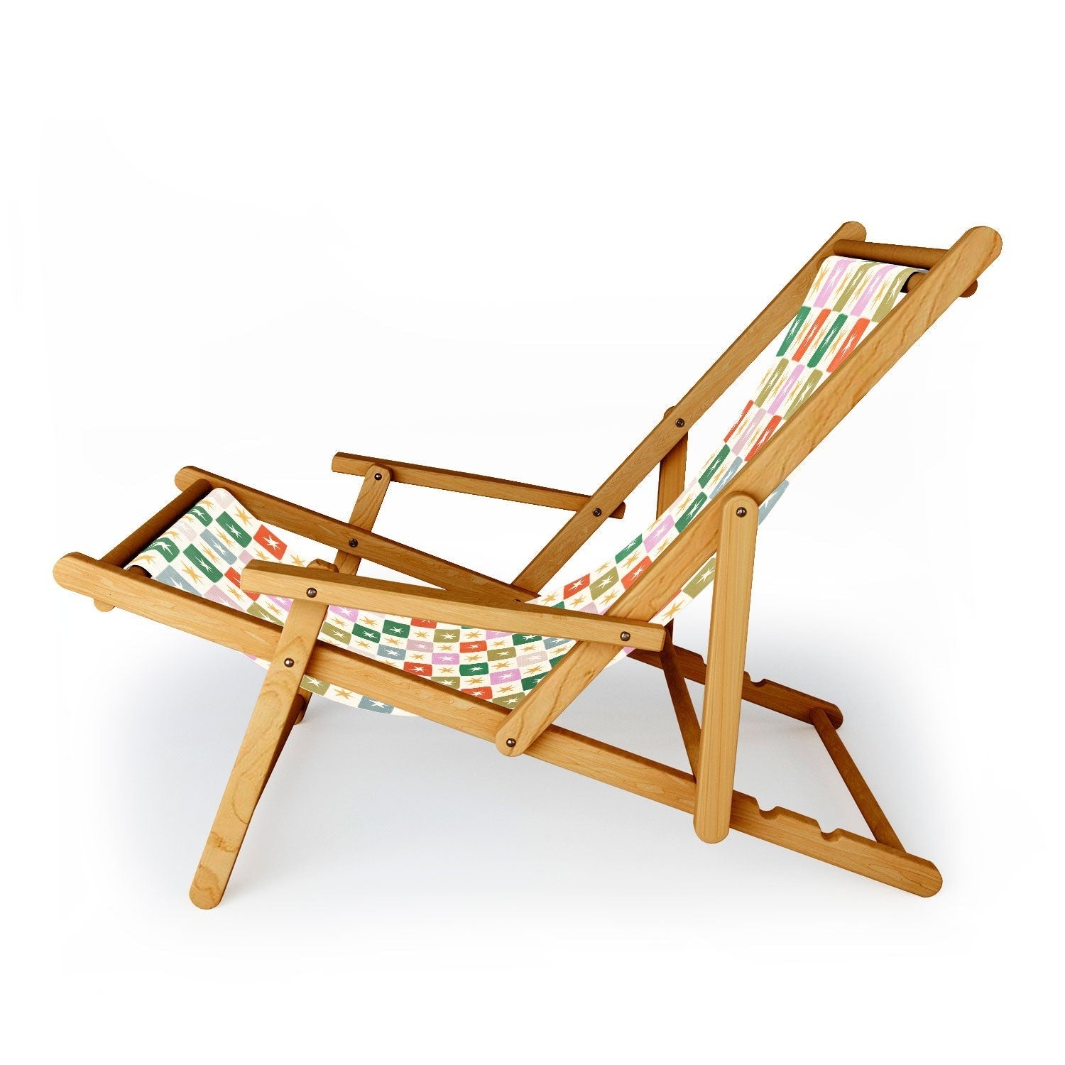 LouBruzzoni Retro Star Block Pattern Sling Chair