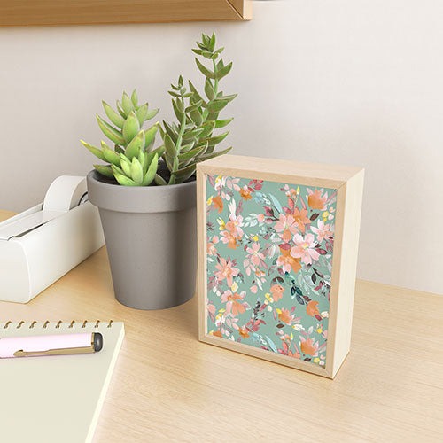 Ninola Design Botanic Retreat Floral Oleander Whimsical Teal Green Framed Mini Art Print