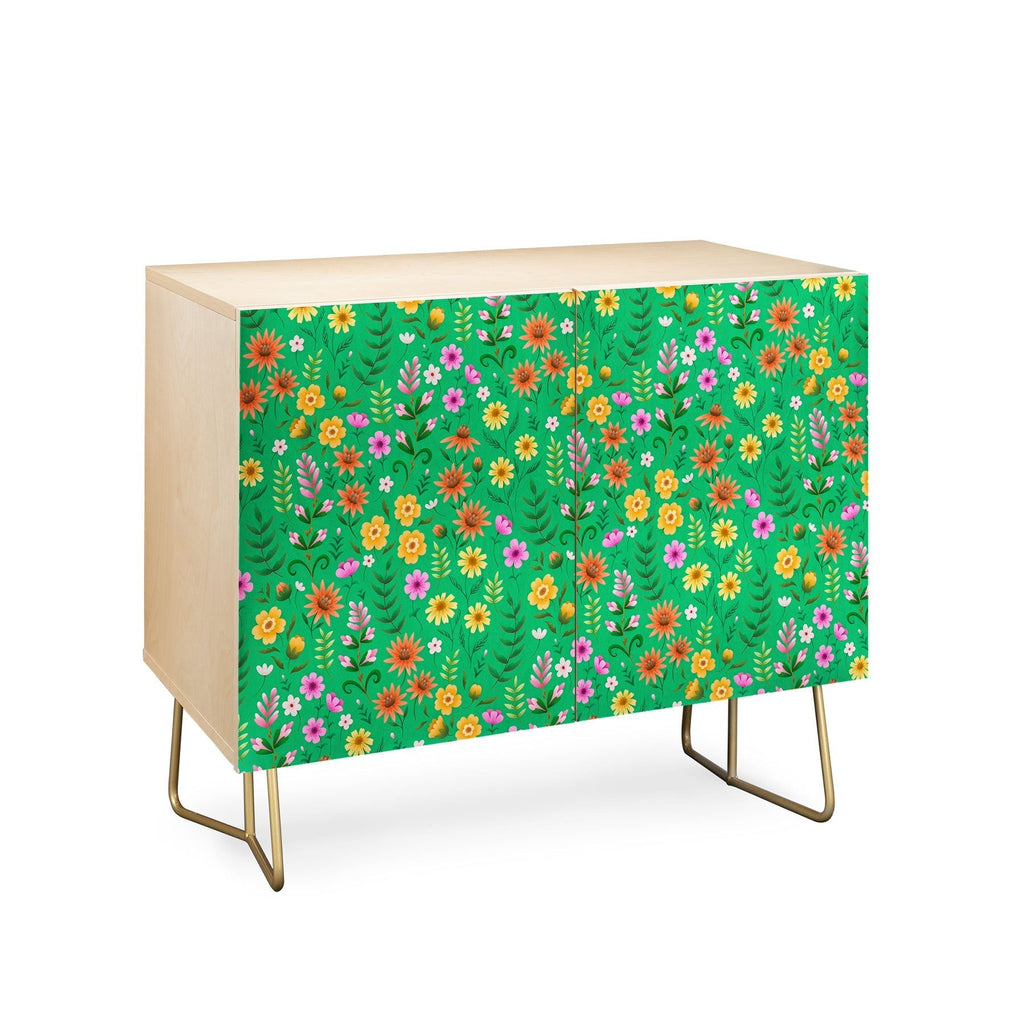Pimlada Phuapradit Ditsy Spring Floral Green Credenza