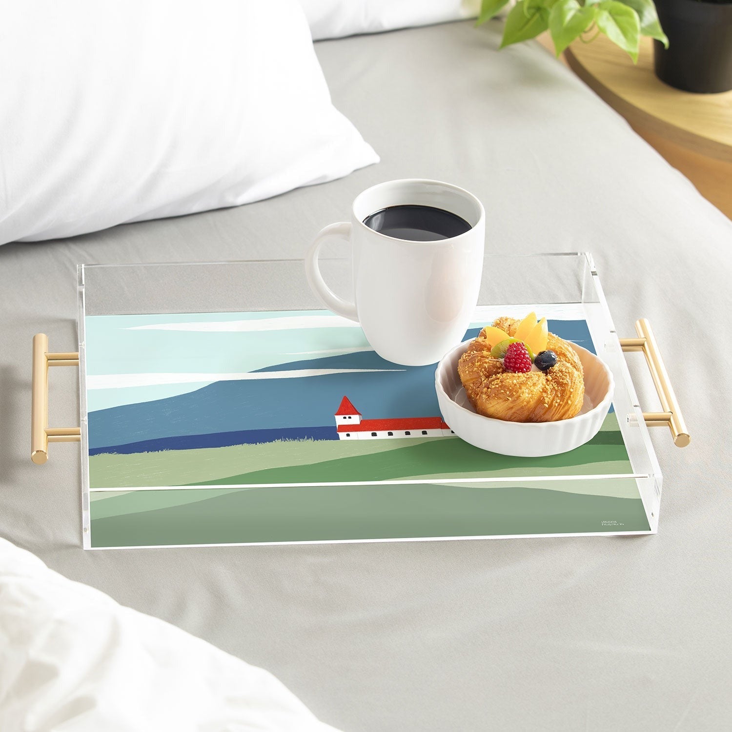 Valeria Frustaci Red roof in Iceland Acrylic Tray