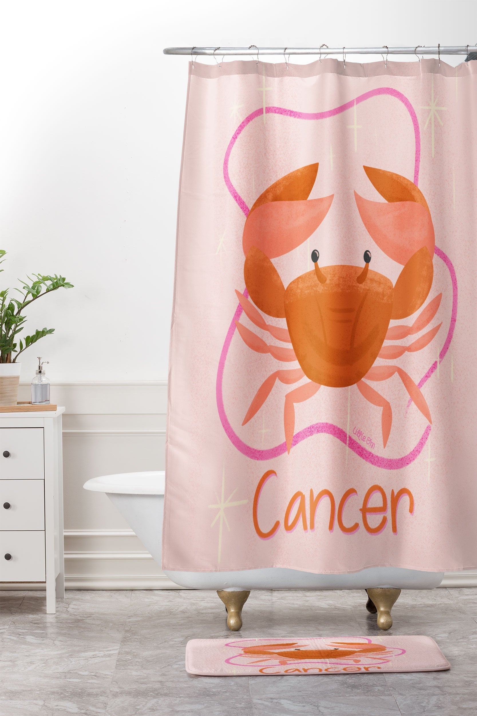 Little Om Zodiac Signs Cancer Shower Curtain And Mat