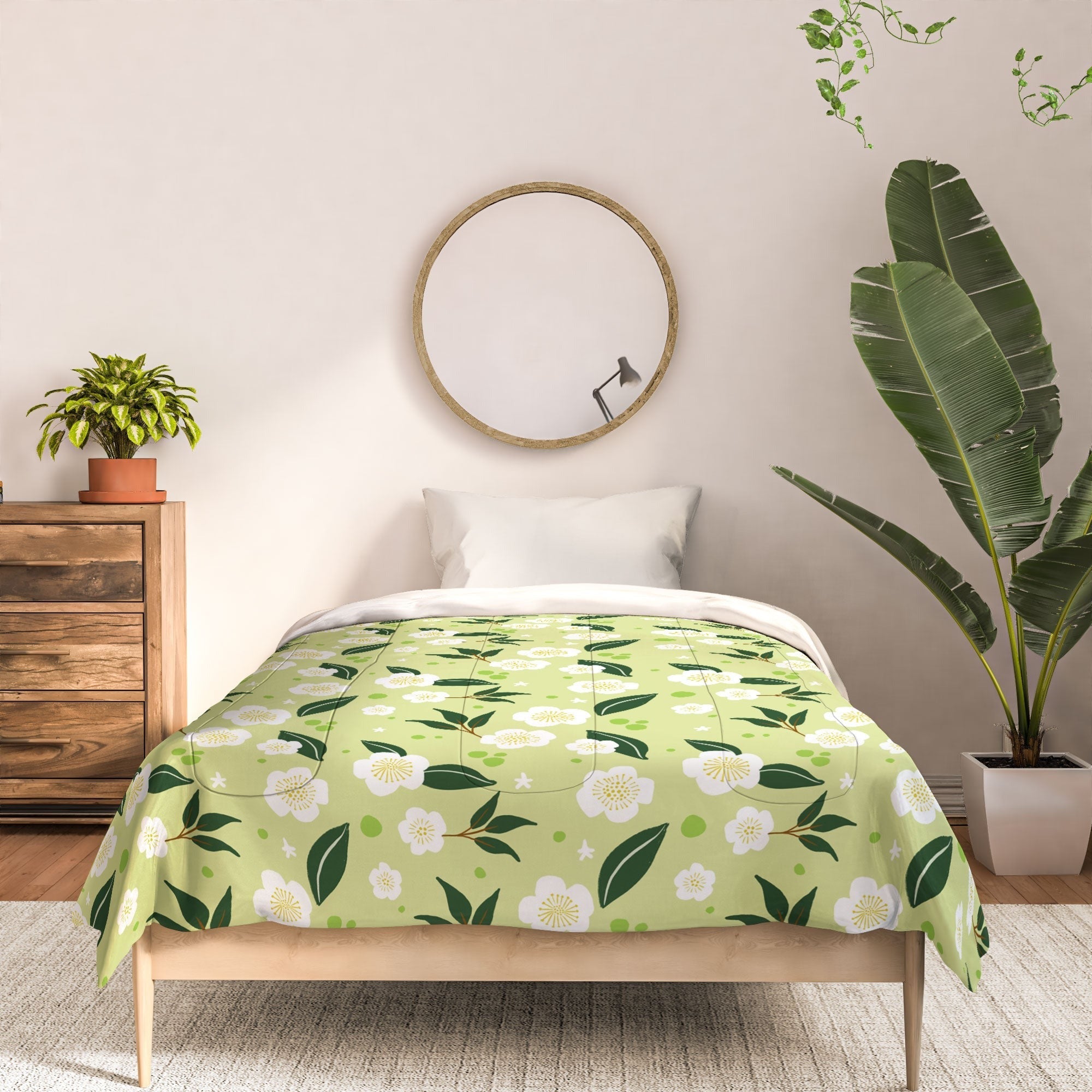 Design by Spark Matcha Tea Florals Comforter