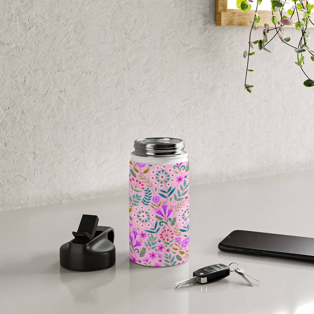 Pimlada Phuapradit Ditsy Purple Floral Half Drop Water Bottle