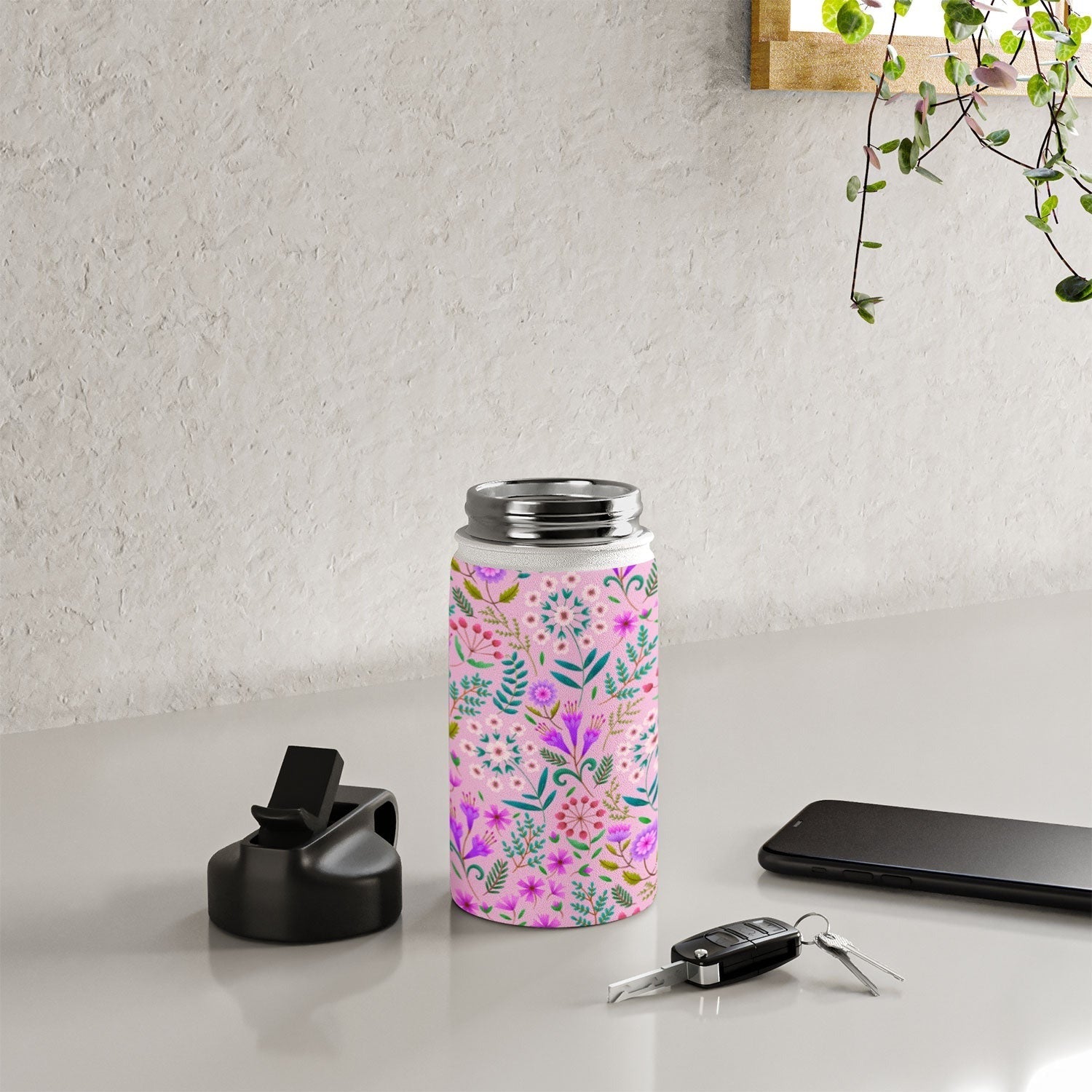 Pimlada Phuapradit Ditsy Purple Floral Half Drop Water Bottle