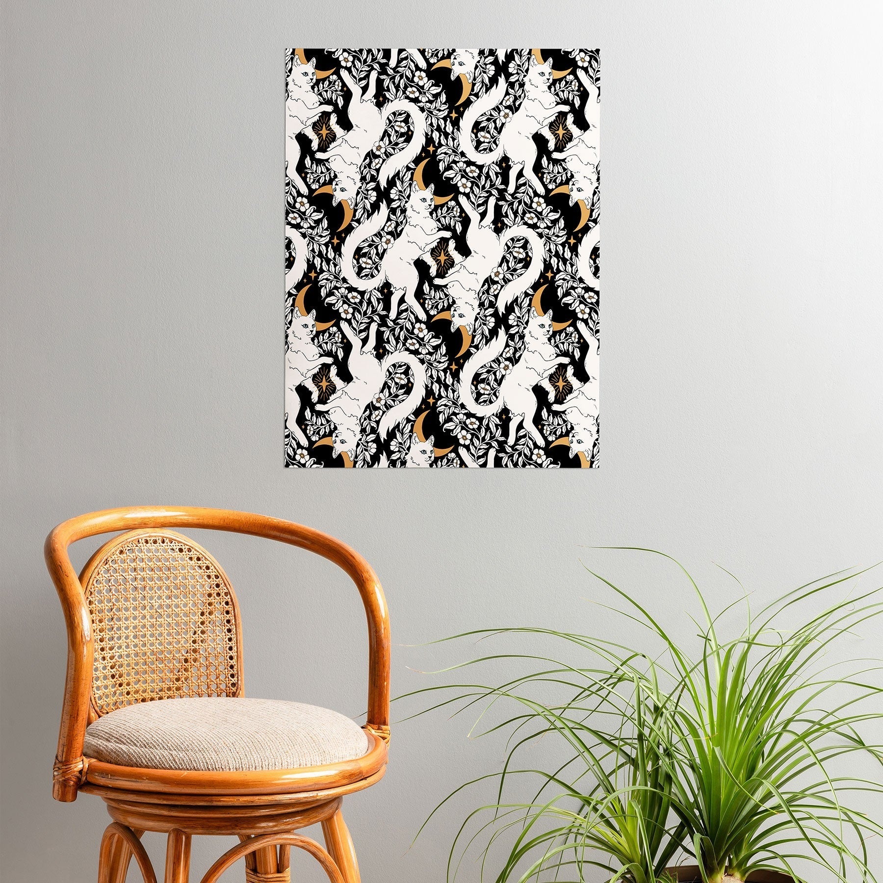 Avenie Celestial Cats Gold Poster